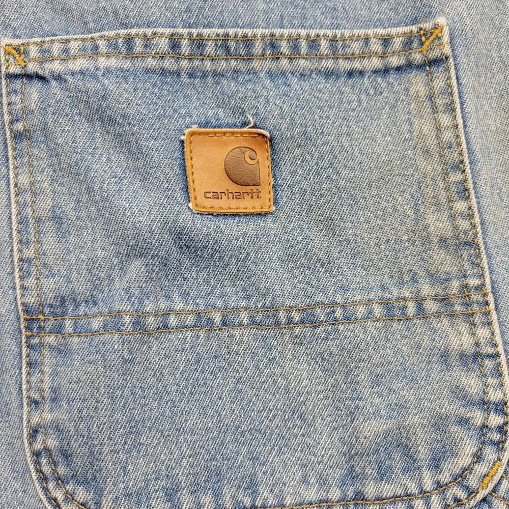 Carhartt pleated stained carpenter blue jeans size 35X30